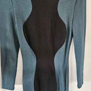 Stylish Dark Teal and Black Dress